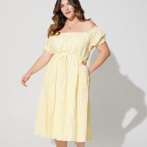 NWT Torrid Yellow + White Gingham Midi Dress NWT 5X